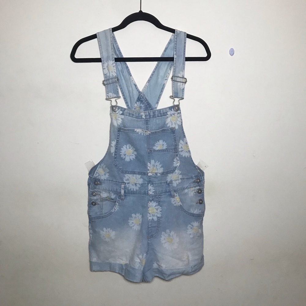 M Denim shortall daisy floral overalls romper shortalls 7 9